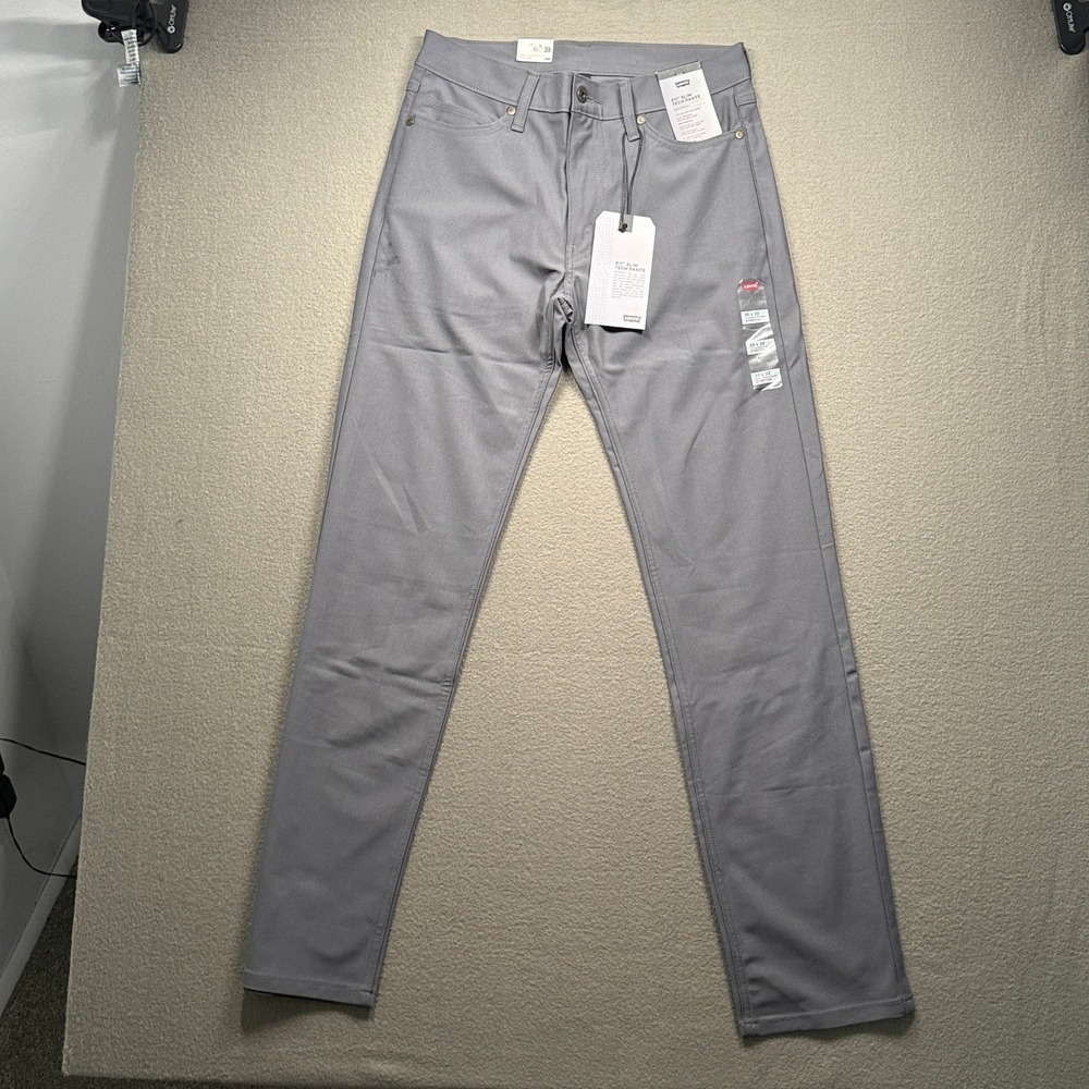 Levi's Tech Pants Mens 30x32 Grey 511 Slim Fit High Stretch UPF 50+ A92130013